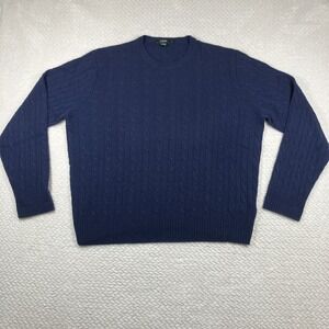 VTG Mens J. Crew Cable Knit Sweater Wool Angora Cashmere XL Y2K Old Money